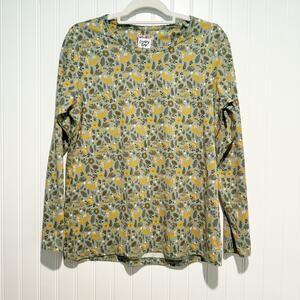 Country Rose Sage Green Fox Print Long Sleeve Top Size Medium
